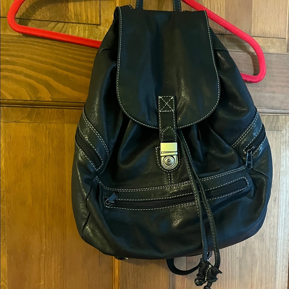Black Leather Backpack